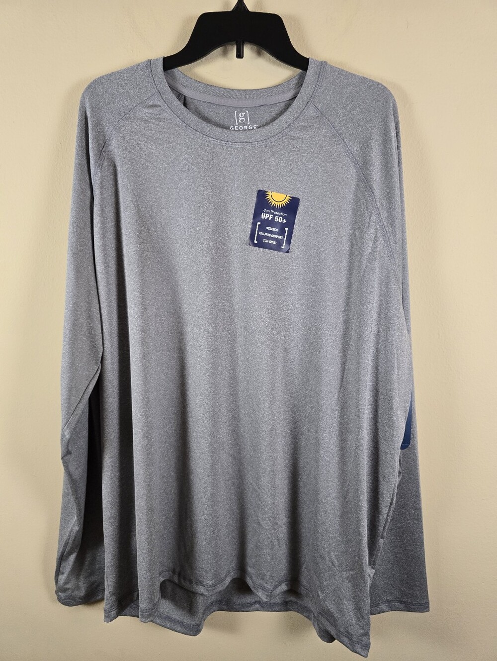 George Mens Gray Sun Shirt with Long Sleeves Size 2XL UPF 50+ Quick Dry Stretch